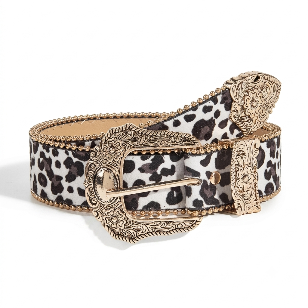 American-Style Leopard-Print Belt
